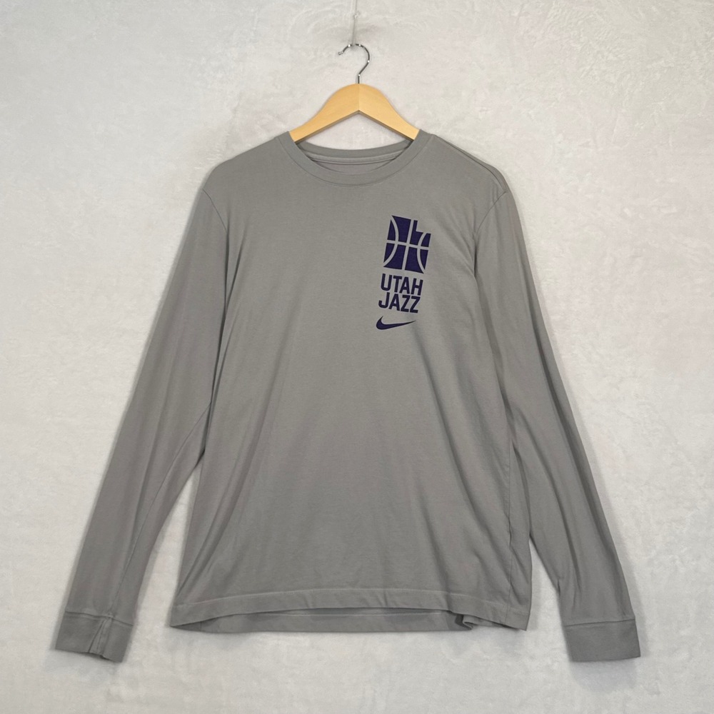 Nike Grey Utah Jazz Long Sleeve Shirt Large